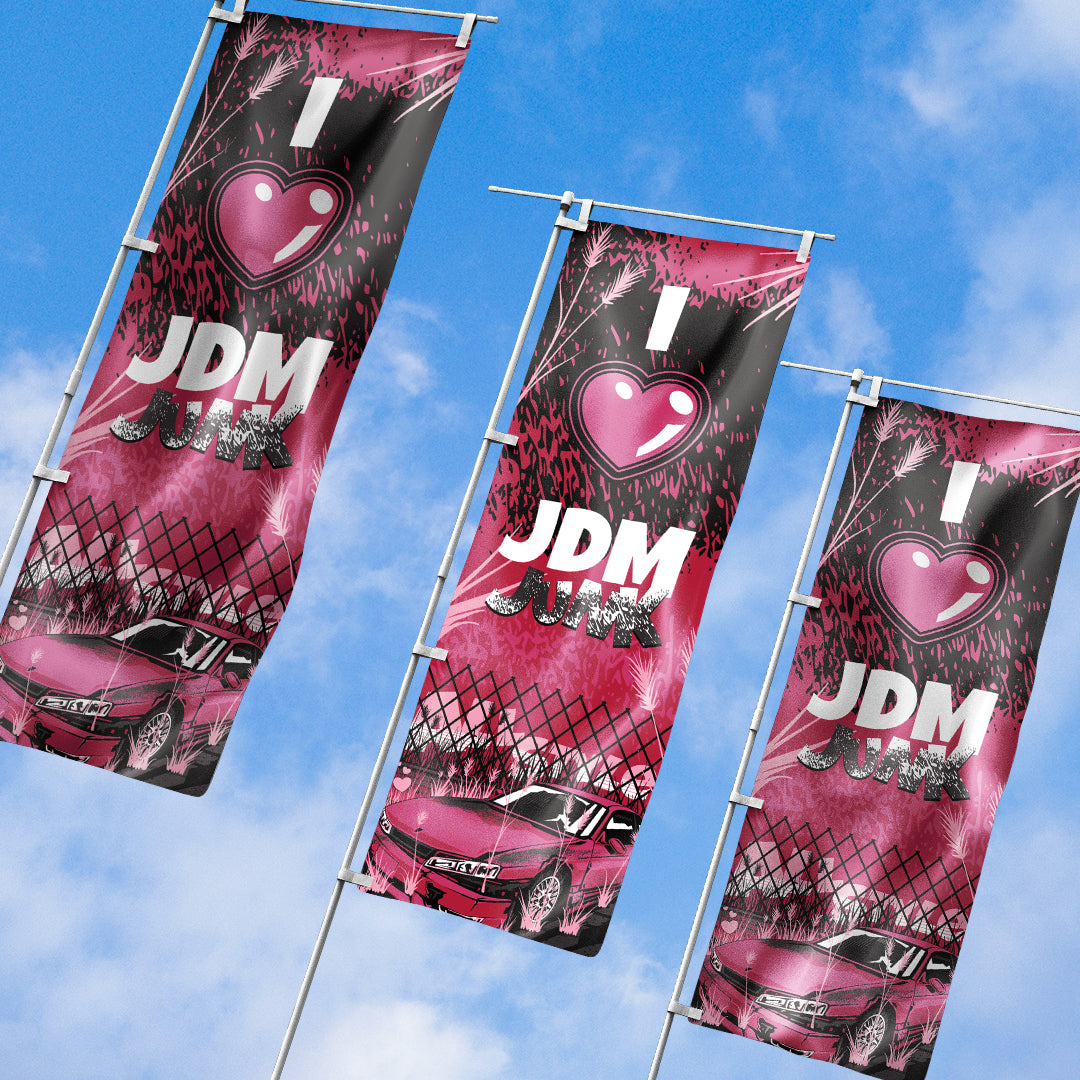 I Heart JDM Junk S14 Heart Nobori Flag